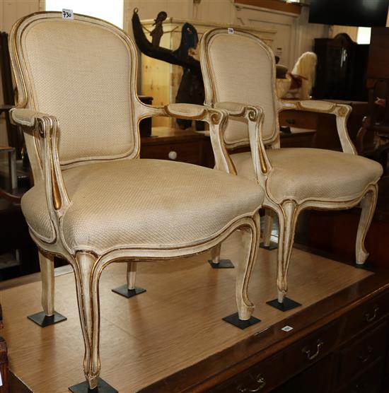 Pair French elbow chairs